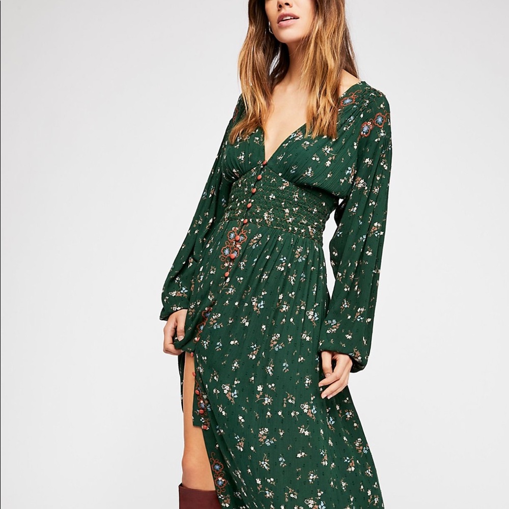Free People wildflower embroidered maxi dress